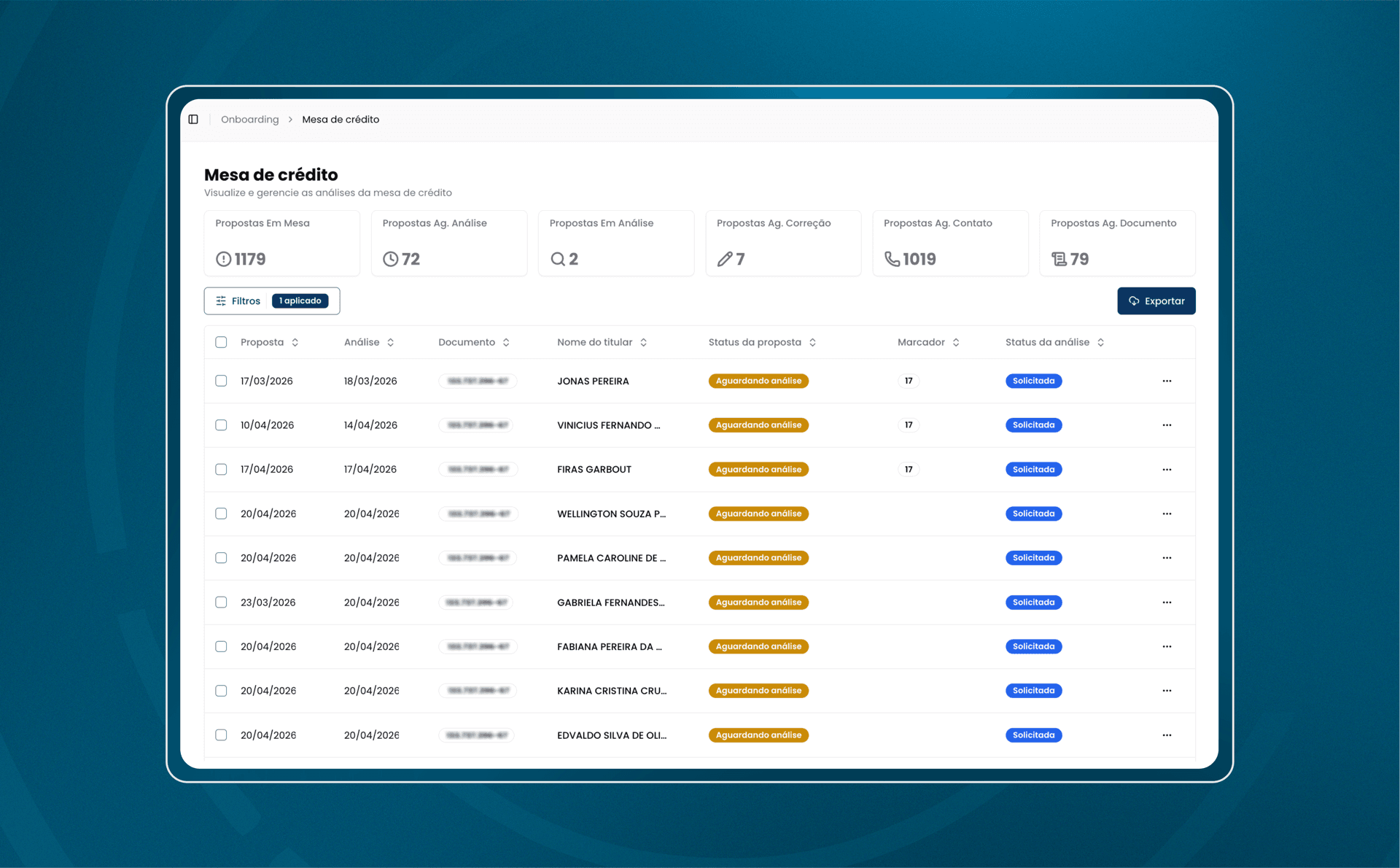 Tela 2 da solução Onboarding
